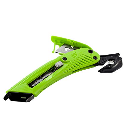 Pacific Handy Cutter S5R Box Cutter | Heavy Duty Utility Knife, Tape Splitter, & Film Cutter | 3-Position Retractable Box Cutter with Easy Blade Change | For Right Handed Users