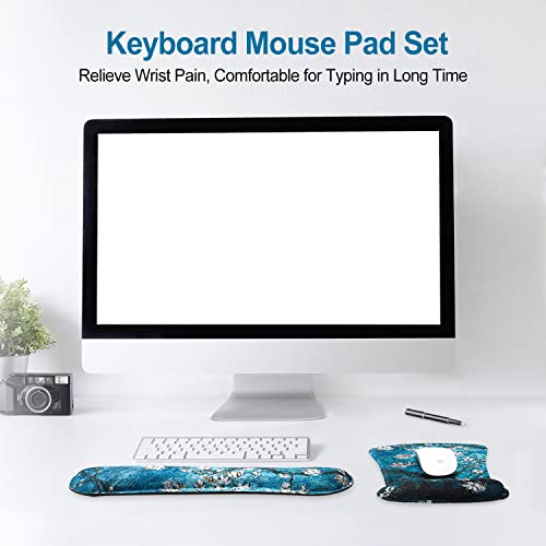 ToLuLu Keyboard Wrist Rest Pad Ergonomic Mouse Pad Set, Gel Mousepad for PC - color: Van Gogh Painting