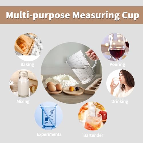 Newness Glass Measuring Cup with Handle,1000 ML (32 Oz, 4 Cup) - color: White Measuring Scale, size: 1000 ML (4 Cup)