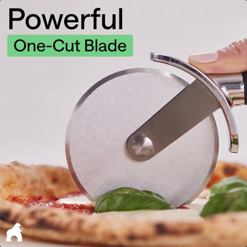 GORILLA GRIP Patented Stainless Steel Large Pizza Cutter Wheel, Black - color: Black