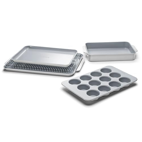 Caraway 5-Piece Non-Stick Ceramic Bakeware Set - color: Gray, size: 5 Pieces