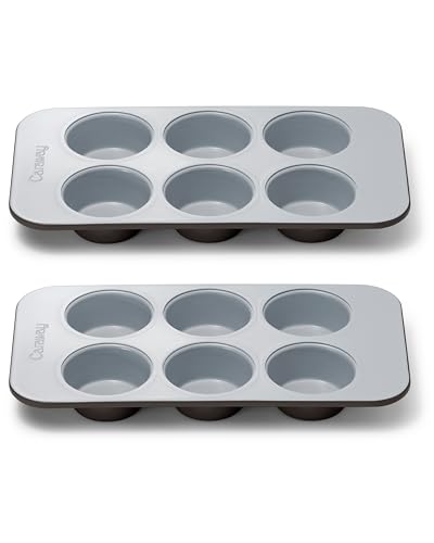 Caraway Non-Stick Ceramic-Coated 6-Cup Muffin Pan Duo - color: Black, size: 2x Muffin Pan (6 Cup)