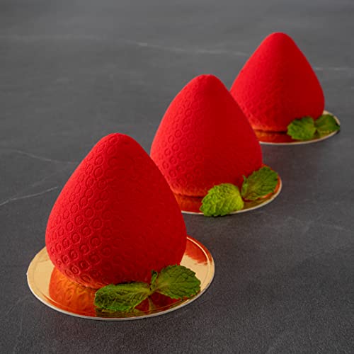 Pastry Tek 8 Cavities Strawberry Silicone Molds, 10 Oven-Ready Strawberry Molds - Flexible, Freezable, White Silicone Fruit Silicone Molds, Easy Release, For Baking - Restaurantware - size: 10 Count, style: Strawberry 8 Compartment