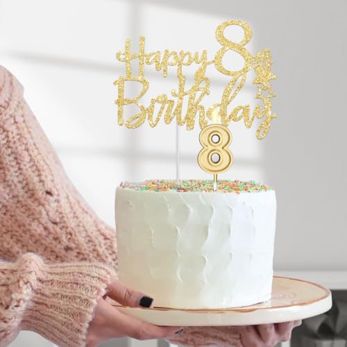 YeohJoy Gold 8th Birthday Decorations for Girls - style: 8th