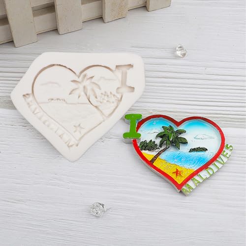 Silicone Heart Shape Tropical Scenery Theme Molds - color: Light White