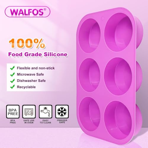 Walfos Round Silicone Soap Molds,Silicone Soap Molds,BPA Free and Non-Stick Circular Soap Mold,Perfect for Soap,Candles,Cookies,Cakes,Candy,Pudding,Jello.Set of 2 (Purple) - color: Pink/round