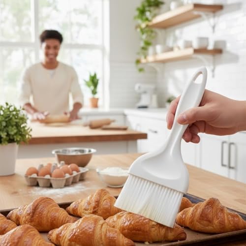 Soro Essentials- 3" Flat Nylon Pastry Basting Brush with Plastic Handle- Basting Baking Brush for Butter Oil Glazes BBQ Sauce Marinades & Grilling - size: 3 Inch