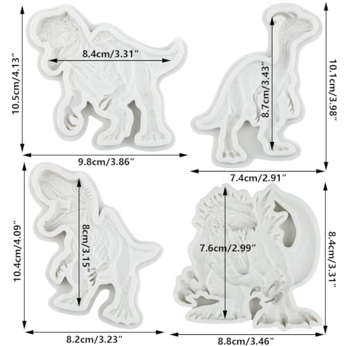 Dinosaur Silicone Molds Tyrannosaurus Rex Fondant Mold Set Of 4 - color: Style M