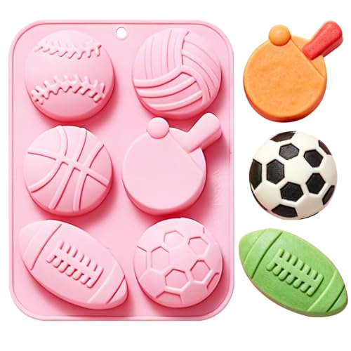 6-Cavity Soccer, Volleyball Shaped Silicone Mold for Chocolate, Candy - color: Pink-XY033