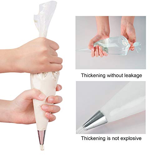 Piping Bags 100 Pcs 14" Disposable Pastry Bags, Heavy-Duty Anti-Burst Icing Bags for Cake Decorating, Cupcakes, Cookies, Macarons, Chocolate. Works with Wilton Tips & Couplers, Leak-Proof PE Material