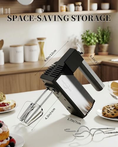 Hand Mixer Electric Handheld, 5-Speed 200W with 4 Accessories Black - color: Matte Gray Stainless Steel