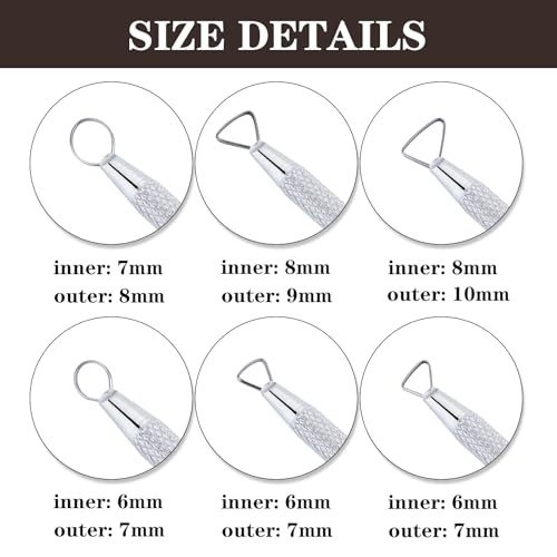 Glamorway Pottery Tools, 6-Piece Clay Sculpting Tools Set with Mini Aluminum Ribbon Loop Cutters for Carving, Trimming and Detail Work