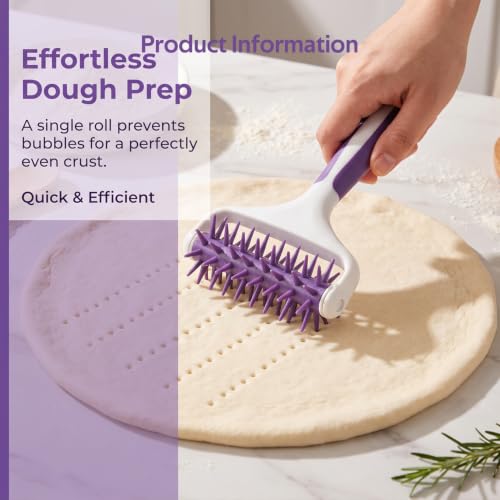 Pizza Dough Docker,Pastry Dough Roller for Home & Commercial Kitchen,Pizza Making Accessories，Purple