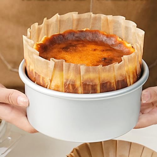 50pcs Disposable Parchment Paper Basques Cupcake Liners Cake Pan Liner Oilproof Wrap Paper for Cheesecake,Basques,Oven, Air Fryer (8inch) - color: Natural, size: 8inch