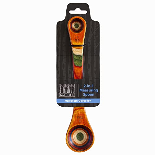Totally Bamboo Baltique Marrakesh Collection 2 in 1 Wooden Measuring Spoon with Tablespoon and Teaspoon Measurements