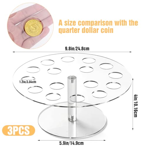 3 PCS Acrylic Ice Cream Cone Holder, 16 Holes Cupcake Display Stand, Clear Food Grade Display Rack for Sushi, Popcorn, Parties & Events