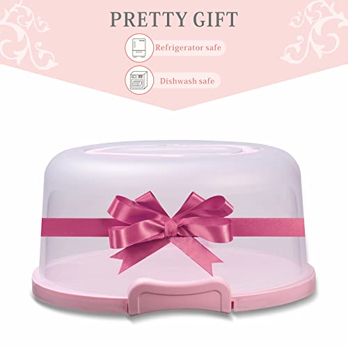 10in Plastic Cake Carrier with Handle, Round Cake Holder with Lid Pink Cake Container for 6in/8in/10in Cake(purple) - color: Purple