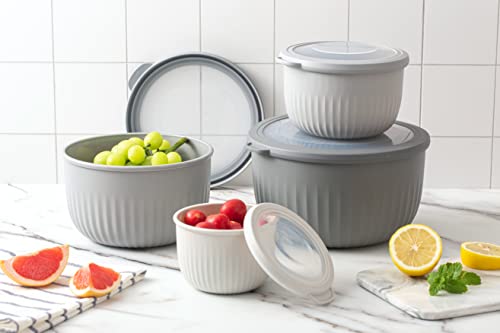 COOK WITH COLOR Prep Bowls with Lids- Wide and Deep Nesting Plastic Small Mixing Bowl Set with Lids, 8 Piece Set - Deep Bowls, Gray - color: Gray, size: 8 Piece Set - Deep Bowls