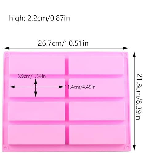 8 Cavity Long Rectangle Bar Silicone Chocolate Molds Set Of 2 - color: Blue and Pink