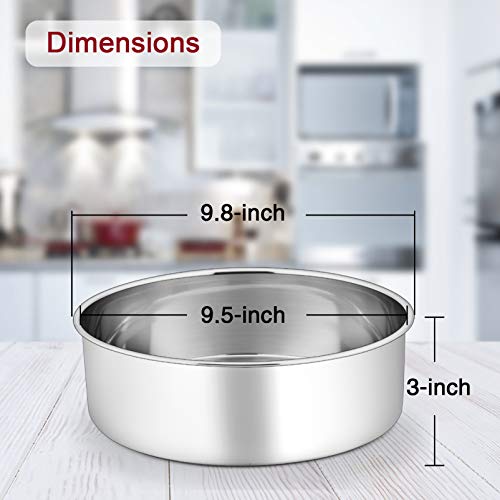 P&P CHEF 9.5 Inch Cake Pans Set, 2Pcs Stainless Steel Round Baking Pan - size: 9.5 Inch