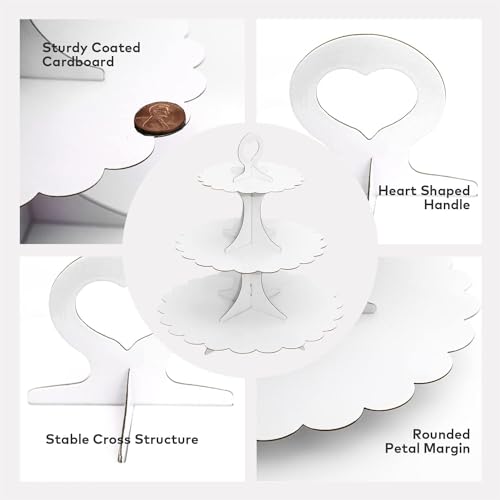 White Cupcake Stand 3-Tier 1-Pack, Cardboard Dessert Display Tower - color: White 1 Pack