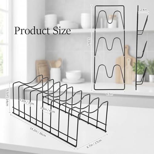 Vicenpal 2 Pack Pot Lid Organizer Kitchen Rack Set, Countertop and Over-the-door Pot Lid Pan Holder Rack for Cutting Boards, Baking Sheets, Pans and Cookware Storage