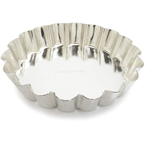 Fluted Tart/Quiche Mold, Fixed Bottom 3.5-inch Diameter, Tinplate