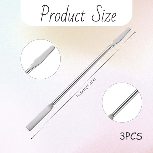 3 Pcs Small Metal Spatula, Lab Spatula, Double Ended Micro Spatula, Stainless Steel Mini Spatula, Square/Round End Spatula, Makeup Spatula Tool for Mixing Cosmetics - color: 3 Pcs