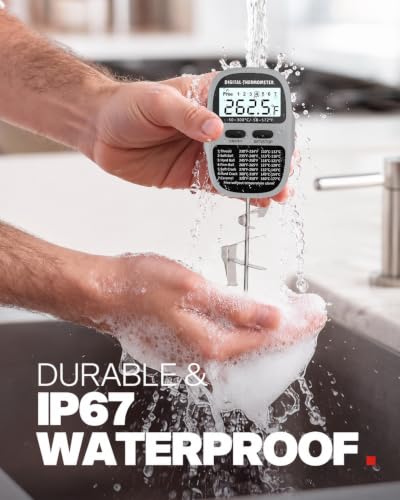 Candy Thermometer Digital Deep Fry Oil Thermometer with 7 Preset Modes - color: GREY