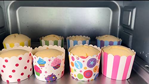 100pcs Random Colorful Premium Greaseproof Cupcake Paper Liners No Muffin Pan Needed Cupcakes Papers - color: Style 1, size: 100Pcs