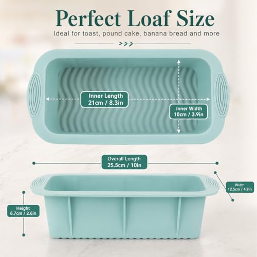 RHBLME 6 Pack Silicone Loaf Pan - Non-Stick Silicone Bread Loaf Pan, 10 x 4.9 x 3.9 Inch, For Bread, Meatloaf & More