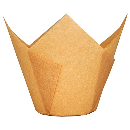 QLSmypkg Extra Large Jumbo Muffin Greaseproof paper Baking cupcake cups, 2-1/4" x 3-3/4" Natural Tulip Baking Cup Case of 125 pcs (Extra Large) (125) - color: Natural 1