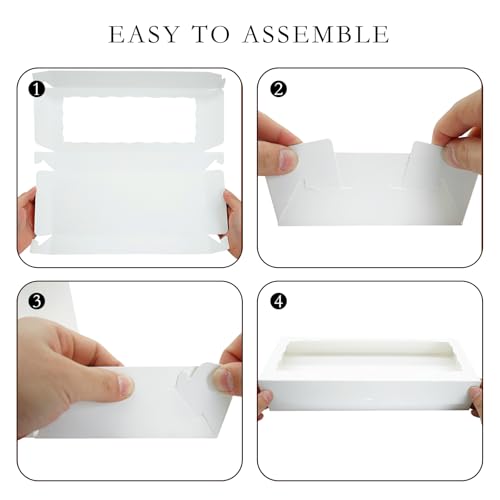 50pcs White Cookie Boxes 8x5x2 Inches Bakery Boxes with Window - color: White