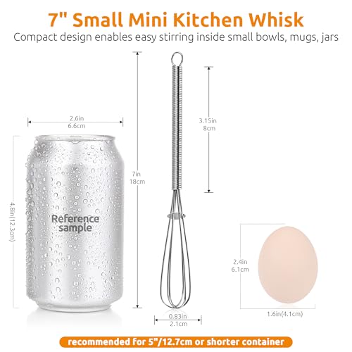 U-Taste Small Mini Whisks for Cooking, 18/8 Stainless Steel 7" Wisking Tool - color: Silver, size: Mini