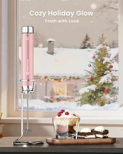 Maestri House LunaFro Max Rechargeable Milk Frother,Stepless Speed Control - color: Dusty Rose (Gift Box)