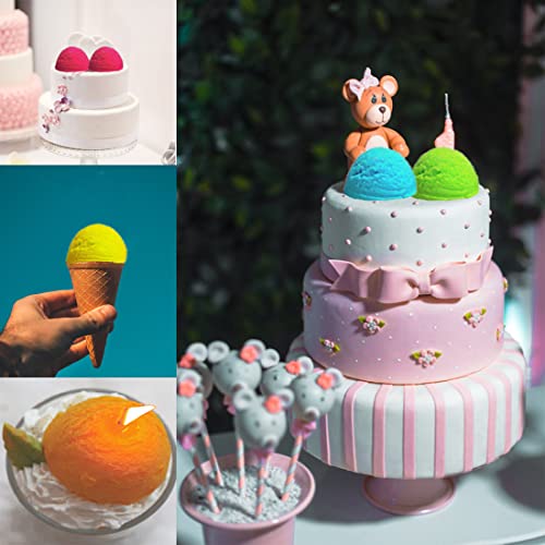3PCS Scoop 3D Ice Cream Silicone Molds, for Wax Melt Candle Soap Cake Making, TuNan Ball Shape Moulds + 1pcs Chocolate Mold for Birthday Wedding Decoration
