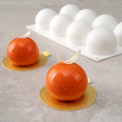 Restaurantware-Pastry Tek 8 Cavities Ball Mold, 1 Oven-Ready Chocolate Mold - Flexible, Freezable, White Silicone Baking Mold, Easy Release, For Making Candies or Chocolates - size: 1 Count, style: Ball