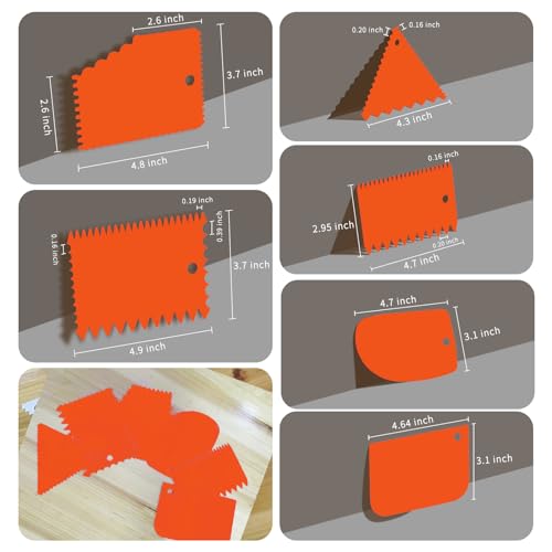 Cake Scraper, 6 Pcs Cake Smoother Scraper, Dough Scraper Orange - color: Orange