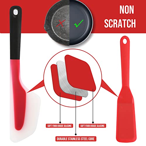 Webake Silicone Omelette Spatula Set, Big & Small, Heat Resistant, Non-Stick, Dishwasher Safe - size: Regular