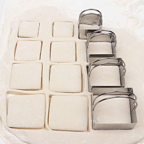 HULISEN Square Biscuit Cutter Set 4-Pc, Cookie Cutters with Handle - style: Square