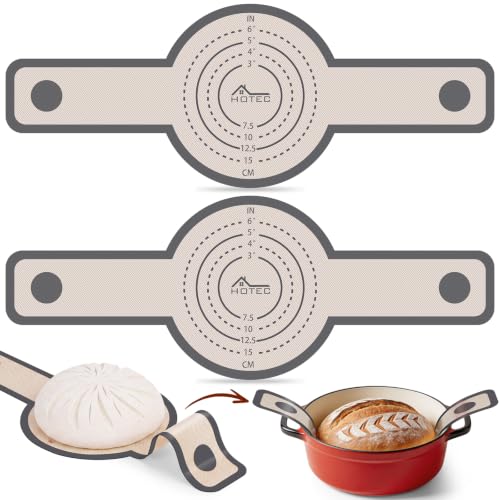 HOTEC 2 Pcs Silicone Bread Sling for Dutch Oven, 0.7MM Thickened Heat Resistant to 500°F Non-Stick Baking Mat with Long Handle Easy to Transfer Sourdough Bread, Dutch Oven Liners Baking Supplies - color: 2pcs: Grey Round