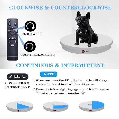 JAYEGT Motorized Rotating Display Stand, 350Lbs Load，360 Degree Electric Rotating Potography Turntable for Products Display，Live Show， Remote Control +5 Colors Backgrounds (White / 20.5inch /Wired) - color: White, size: 20.5inch