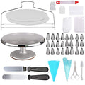Aluminium Alloy Revolving Cake Turntable, 40 Pieces Cake Decorating Supplies Kit with Angled Icing Spatula, Cake Leveler, Smoother, 12 Inch
