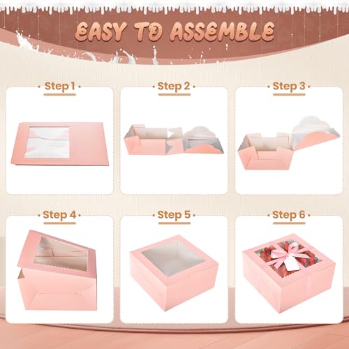 32Pcs 10 Inch Cake Boxes with Cake Boards (16Boxes & 16Boards) Pink - color: Pink