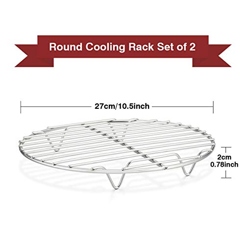 TeamFar Round Cooling Rack Set of 2, 10½ Inch - size: 10.5"
