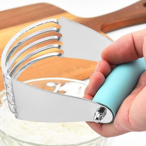Dough Blender, Top Professional Pastry Cutter with Heavy Duty Stainless Steel Blades, Medium Size - color: Blue
