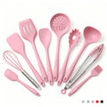 Vayvnt Cooking Utensils Set, 10PCS Non Toxic Silicone Set for Kitchen, Pink - color: Pink
