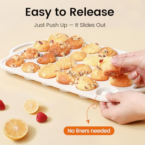 Silicone Muffin Pan with Metal Reinforced Frame - 12 Cups Muffin Pan With 24 Cups for Homemade Muffins, Cupcakes, Oven and Dishwasher Safe - Set of 2, Rainbow Dots - size: Standard+Mini