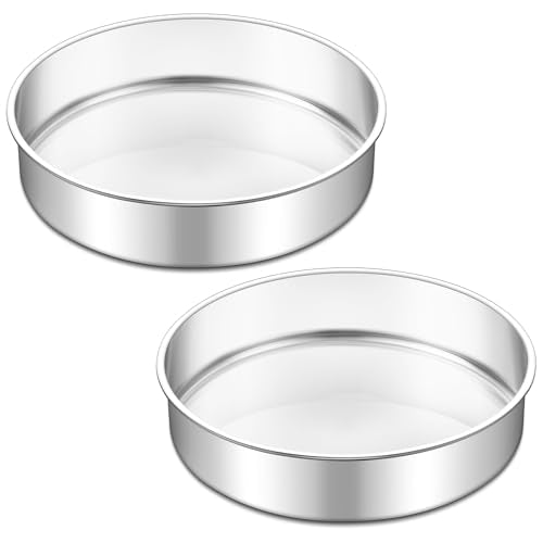 TeamFar 9 Inch Cake Pan Set of 2, Stainless Steel Round Cake Baking Pan - size: 9 Inch