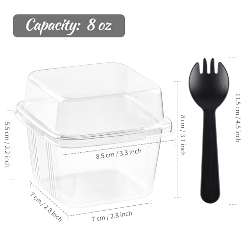 Kucoele 50 Pack 8 oz Plastic Dessert Cups with Lids and Sporks - style: 50 Pack 8oz